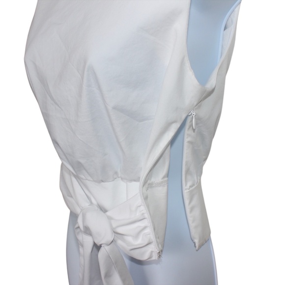 Express Cropped Tie Front Padded Shoulder Top (White) Size S - Picture 3 of 7